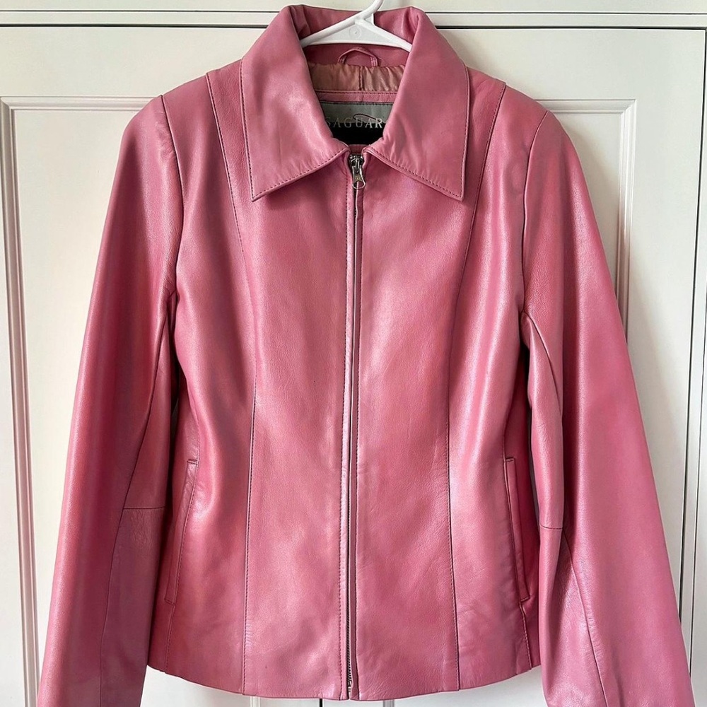 Vintage Pink Leather Jacket Y2k